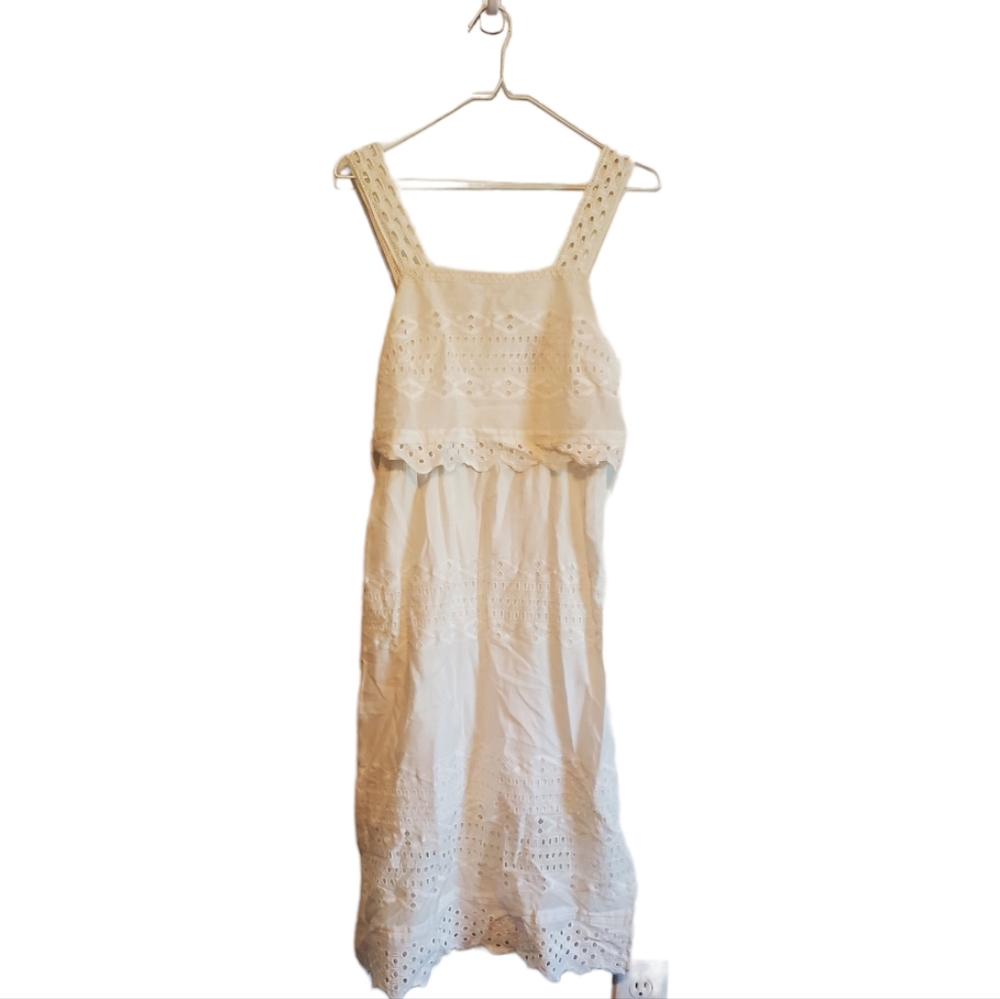 J Crew white eyelet layered dress size 00